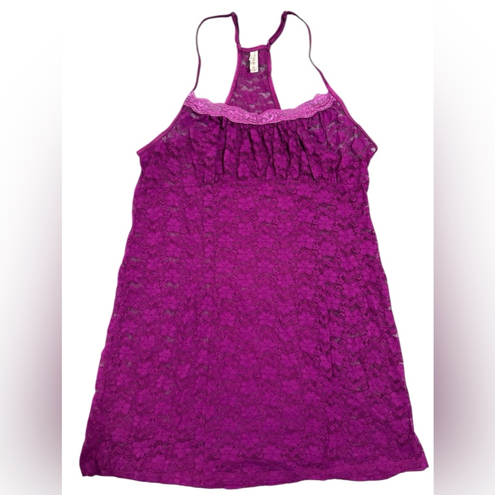 GEORGE Sheer Lace Negligée/Nightgown w/Adjustable Straps In Raspberry M/L ✨EUC✨